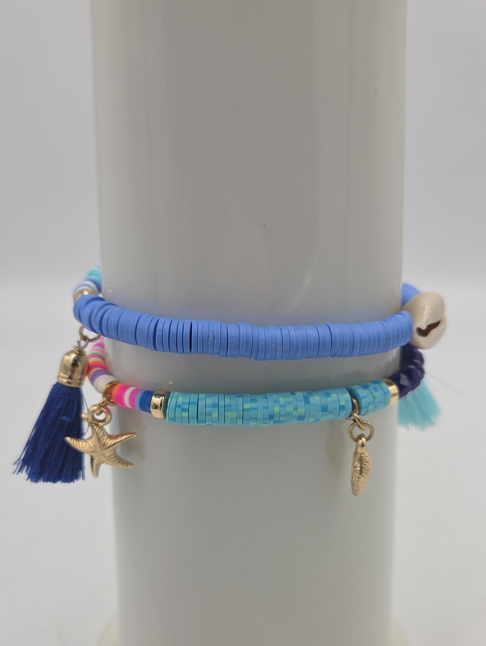 Lilly Pulitzer Stretchy Shell & Bead Bracelet Set with Tassels and Charms